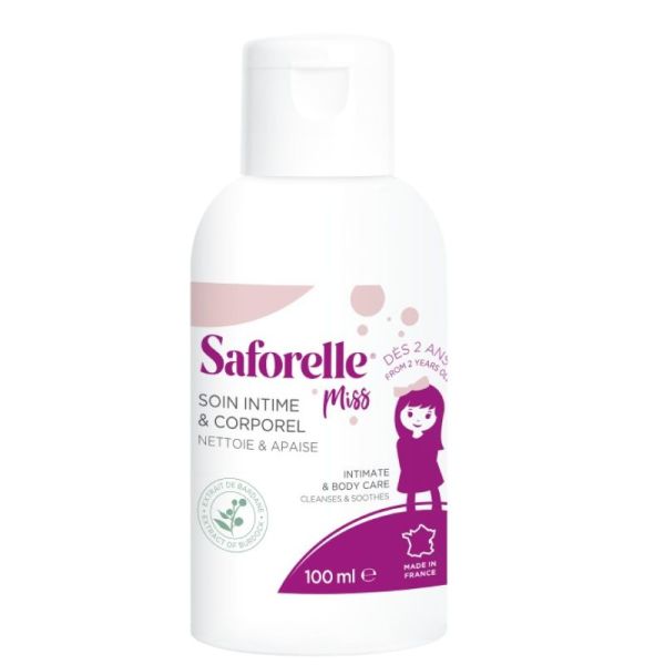 SAFORELLE MISS Soin Intime et Corporel 100ml - Toilette Intime des Petites Filles Dès 2 Ans