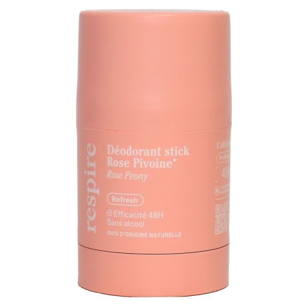 RESPIRE - Déodorant Rose pivoine Refresh 48h sans alcool stick 50g