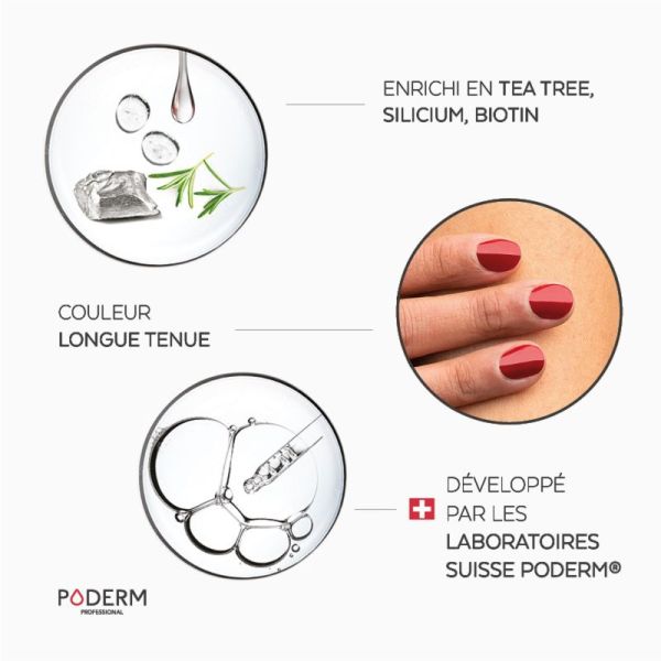 PODERM PROFESSIONAL Color Care Rouge Allure 8ml - Vernis à Ongles Tea Tree