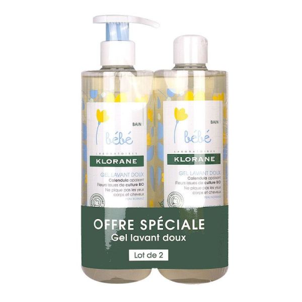 Klorane Bébé Gel lavant doux bébé 2x500ml