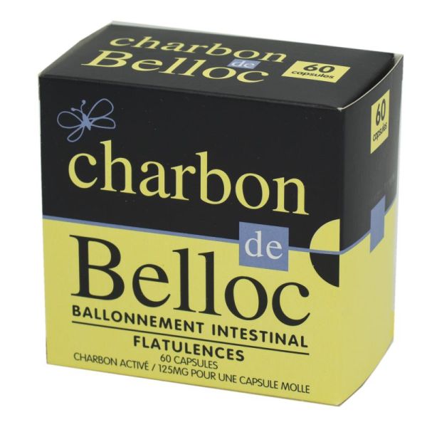 Charbon de Belloc 125 mg,  60 capsules molles - Grand Modèle