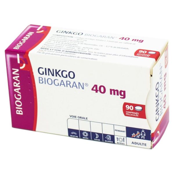 Ginkgo Biogaran 40 mg, Grand Modèle - 90 comprimés