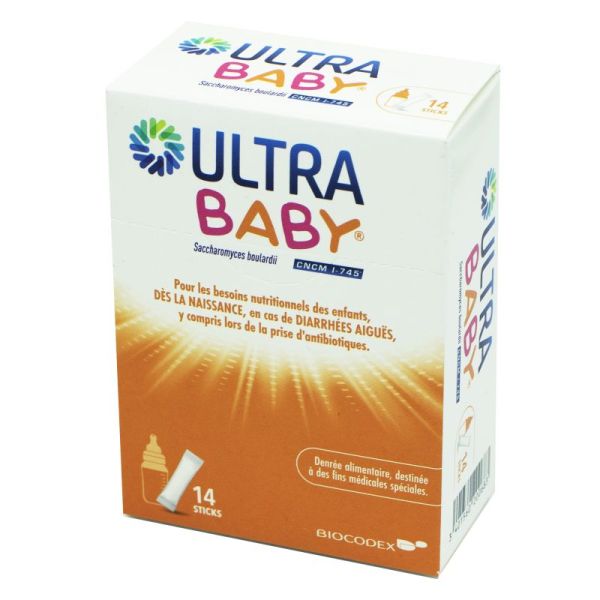 BIOCODEX Ultra Baby 14 Sticks - Diarrhées Aigües - Saccharomyces Boulardii CNCM I-745