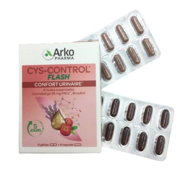 CYS CONTROL Flash 36mg 10 + 10 Gélules - Complément Alimentaire Confort Urinaire