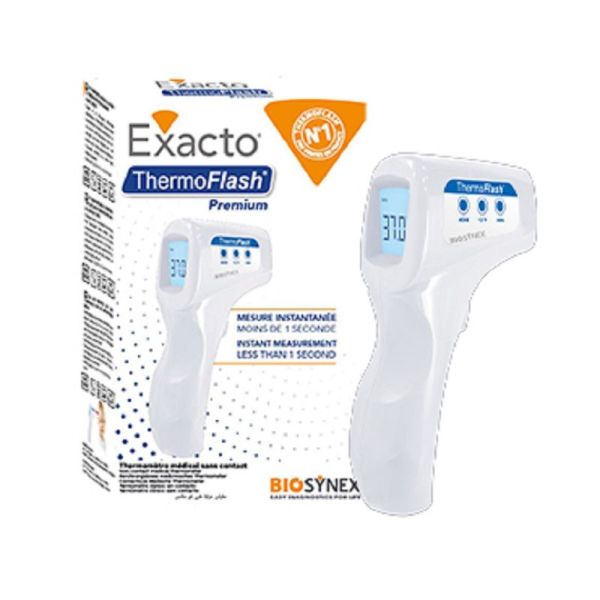 EXACTO THERMOFLASH PREMIUM - Thermomètre Frontal Infrarouge sans Contact - 1 Unité