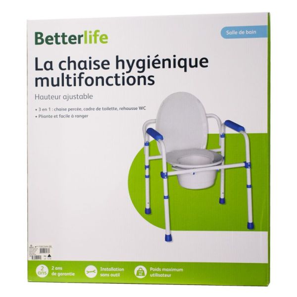BETTERLIFE la Chaise Hygiénique Pliante Multi Fonctions à Hauteur Ajustable - 1 unité