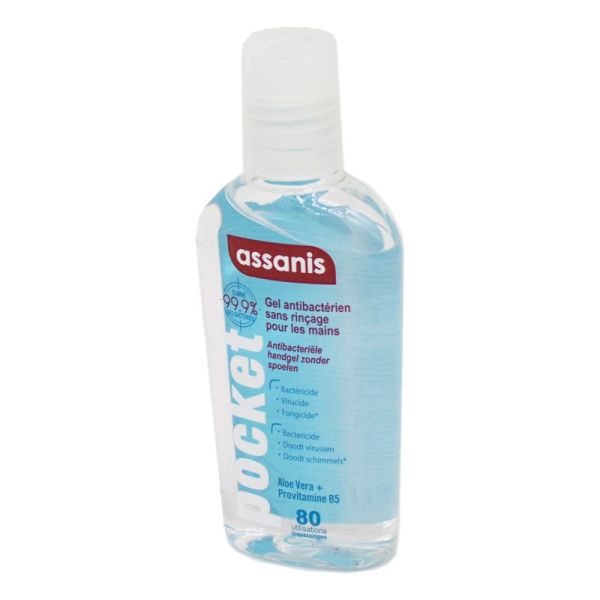 ASSANIS Pocket Gel Anti Bactérien sans Rinçage pour les Mains - Fl/80ml