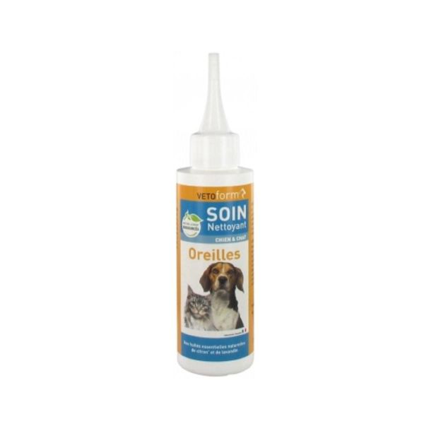 VETOFORM Soin Nettoyant Oreilles Chat Chien 100ml - Nettoie, Adoucit, Répare le Conduit Auditif