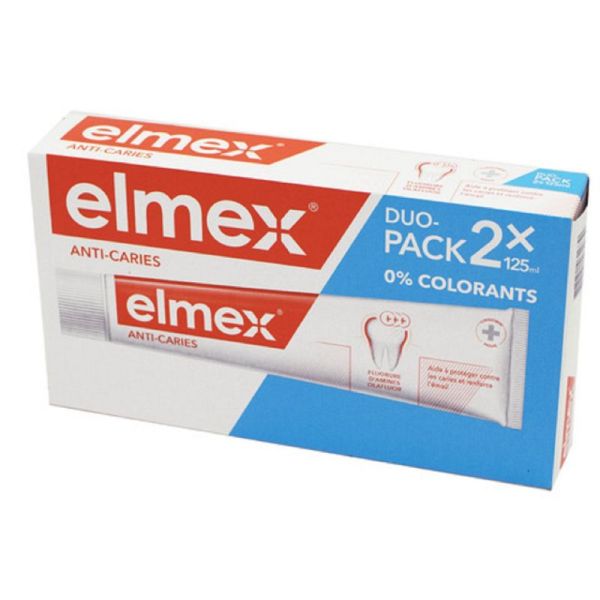ELMEX ANTI-CARIES Duo Pack 2x 125ml - Dentifrice au Fluorure d' Amines Olafluor