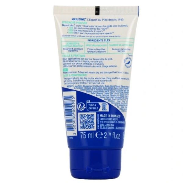 AKILEINE Crème nutri-réparatrice pieds 75 ml