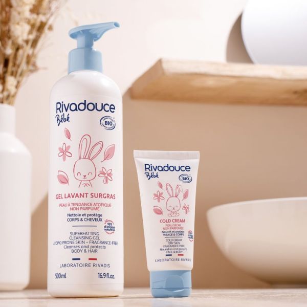 RIVADOUCE BEBE BIO Gel Doux Lavant 500ml - Corps, Cheveux, Cuir Chevelu du Nourrisson