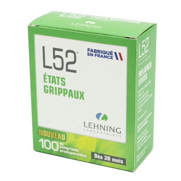Lehning L52 Complexe Etats Grippaux 100 Comprimes Orodispersibles