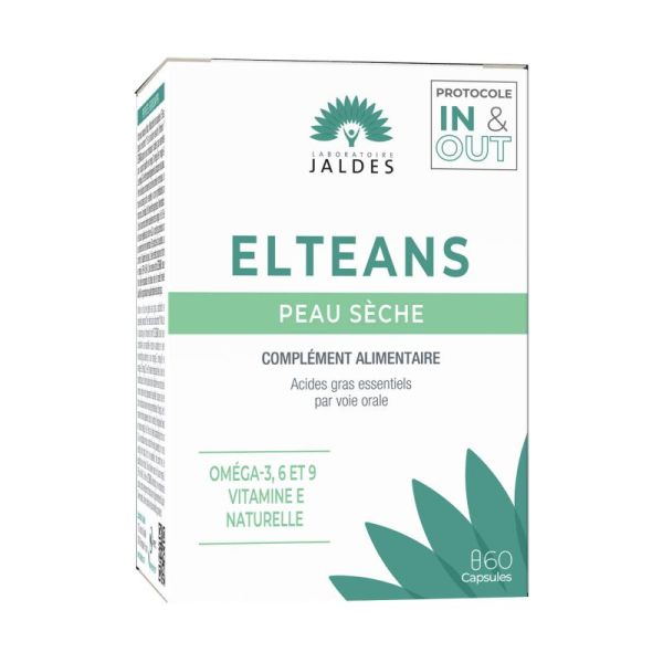 ELTEANS Peau Sèche 60 Capsules - Complément Alimentaire Oméga 3, 6 et 9, Vitamine E Naturelle