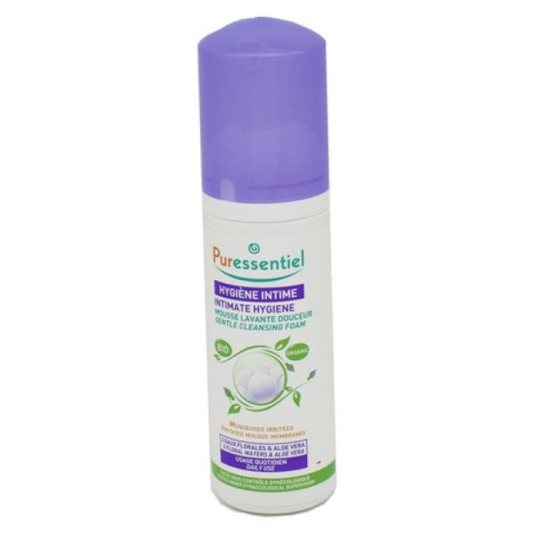 PURESSENTIEL Hygiène Intime Mousse Lavante Douceur BIO 150ml - Aux 3 Eaux Florales et à l' Aloe Vera