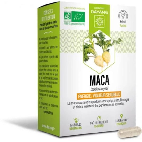 DAYANG MACA BIO 15 Gélules Végétales - Complément Alimentaire Vigueur Sexuelle et Energie