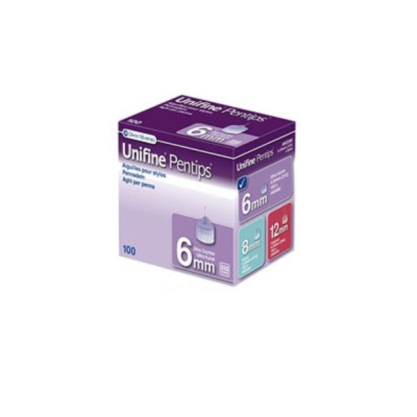 UNIFINE PENTIPS 6mm x 0.25mm (G31 - Violet) - 100 Aiguilles à Insuline pour Stylo