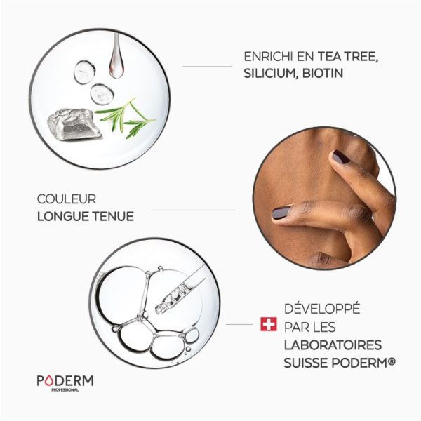 PODERM PROFESSIONAL Color Care Rouge Noir 8ml - Vernis à Ongles Tea Tree