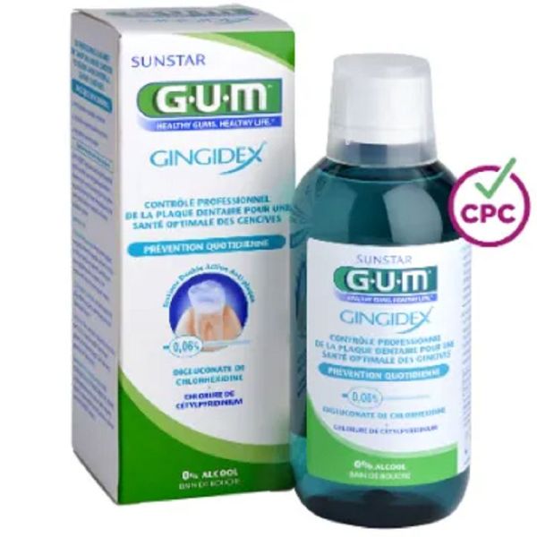 GUM GINGIDEX 0.06% Bain de Bouche 300ml - Digluconate de Chlorhexidine + Chlorure de Cétylpyridinium