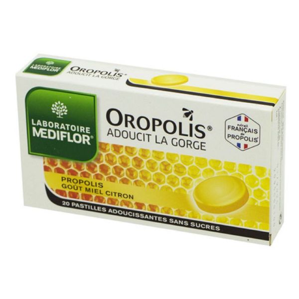 OROPOLIS Miel Citron 20 Pastilles Adoucissantes sans Sucres - Propolis