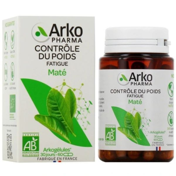 Arkopharma - Contrôle du poids/fatigue Maté 60Vg Bio 60 gélules