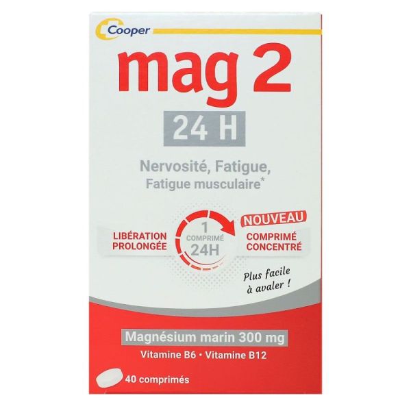 Mag 2 24h formule renforcée magnésium marin 40 comprimés
