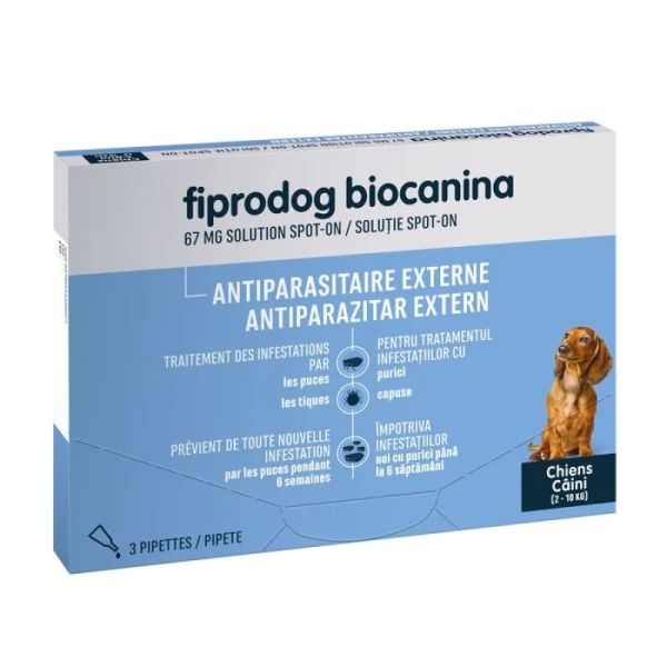 BIOCANINA FIPRODOG 67mg Petits Chiens Spot On au Fipronil - 3 pipettes