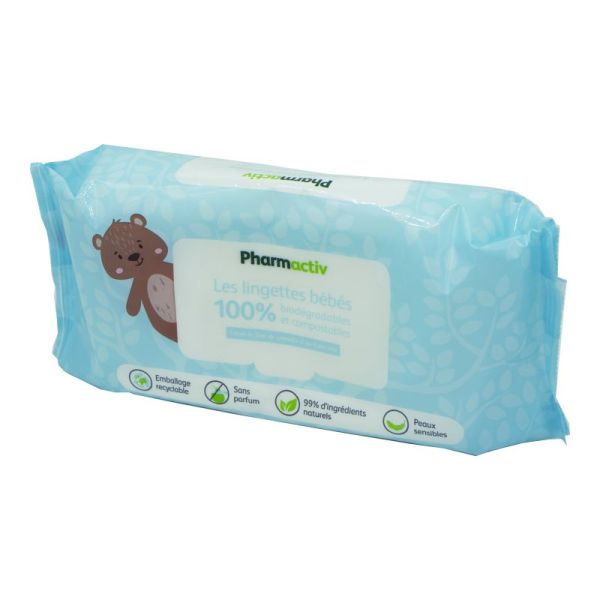 Lingettes bébé à l'eau pure - 100% compostables