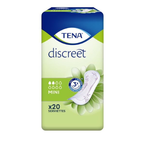 TENA DISCREET Mini Bte/20 - Serviette pour Incontinance Urinaire Légère
