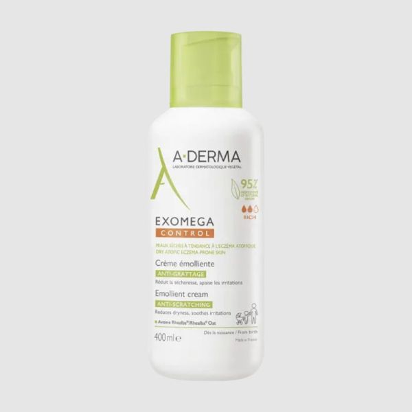 EXOMEGA CONTROL Crème Emolliente Anti-grattage 400ml - Peaux Sèches à Tendance à l' Eczéma Atopique