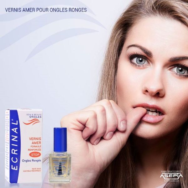 ECRINAL Vernis Amer Formule Renforcée - Stop aux Ongles Rongés, Onychophagie - Dès 3 Ans - Fl/10ml