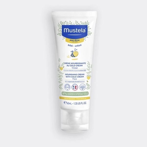 MUSTELA PEAU SECHE Crème Nourrissante Visage au Cold Cream 40ml - Cire d' Abeille BIO