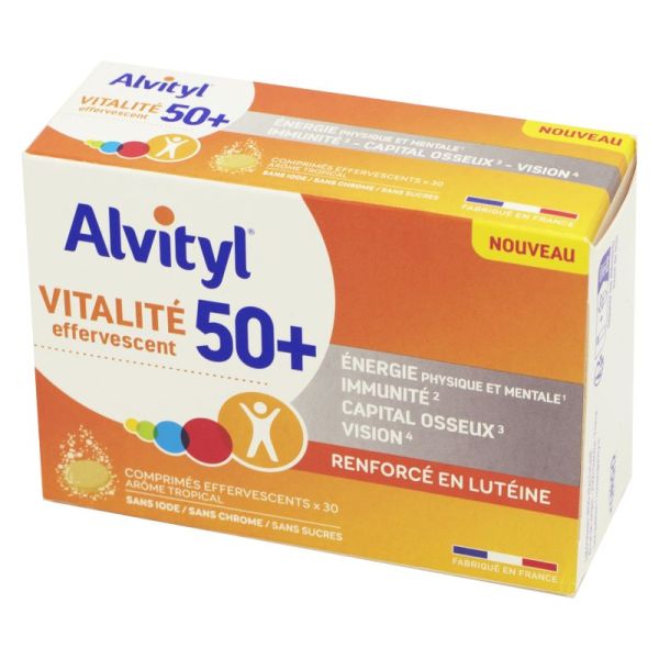 ALVITYL VITALITE 50+ 30 Comprimés Effervescents - Energie Physique et Mentale, Immunité, Capital Osseux, Vision