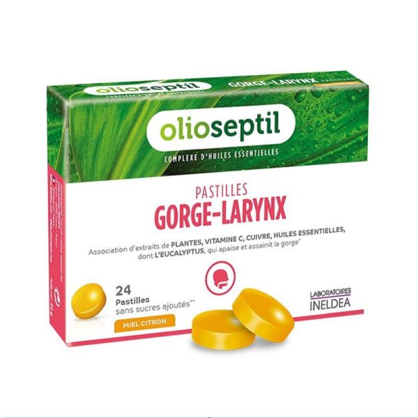 OLIOSEPTIL Gorge Larynx 24 Pastilles Miel Citron - Maux de Gorge, Enrouements