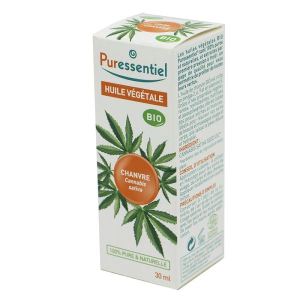 PURESSENTIEL Huile Végétale Bio CHANVRE (Cannabis sativa) 30ml - 100% Pure et Naturelle