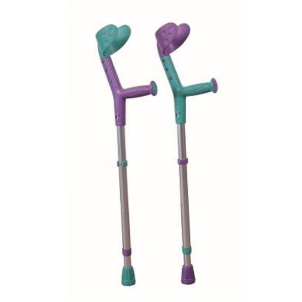 BETTERLIFE la Canne Anglaise Bi-Matière Enfant Violet/Turquoise - Hauteur de 55 à 77 cm - 1 unité