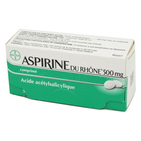 Aspirine du Rhône 500 mg,  50 comprimés