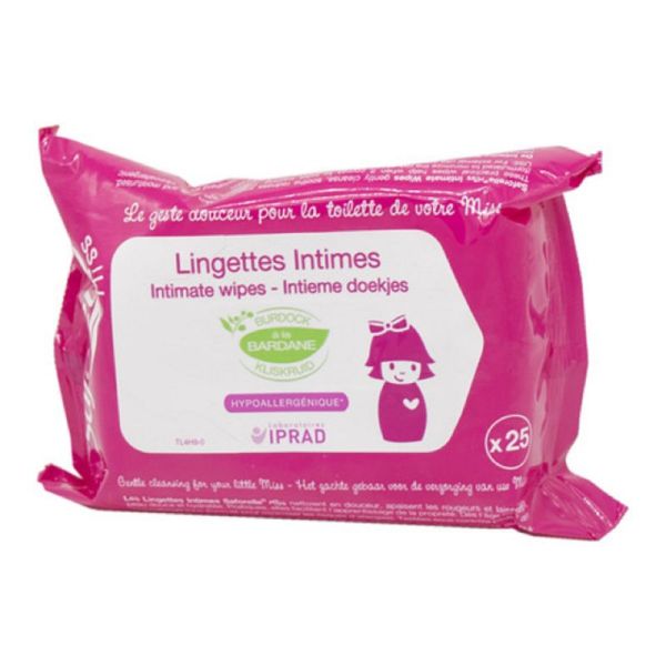 SAFORELLE Miss Lingettes Intimes x25 sans Rinçage - A la Bardane, Hypoallergénique