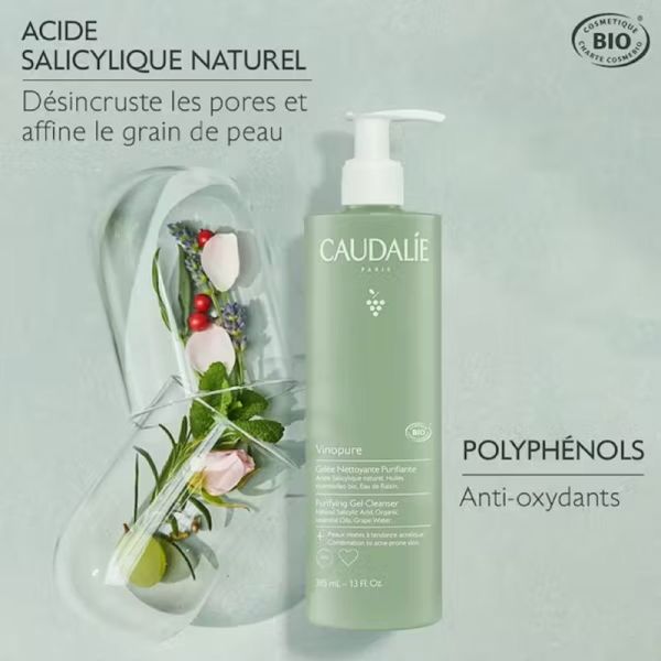 VINOPURE BIO Gelée Nettoyante Purifiante 385ml - Peaux Mixtes à Tendance Acnéique