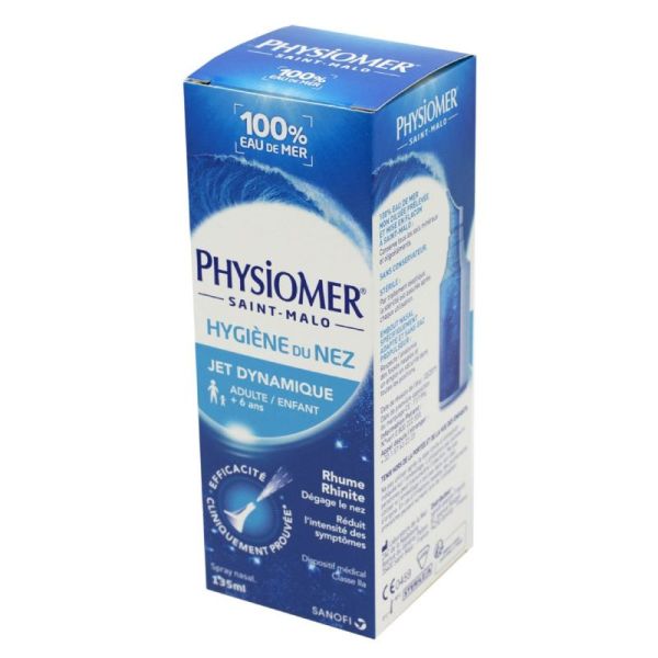 PHYSIOMER Jet Dynamique 135ml - Solution Nasale Isotonique - 100% Eau de Mer