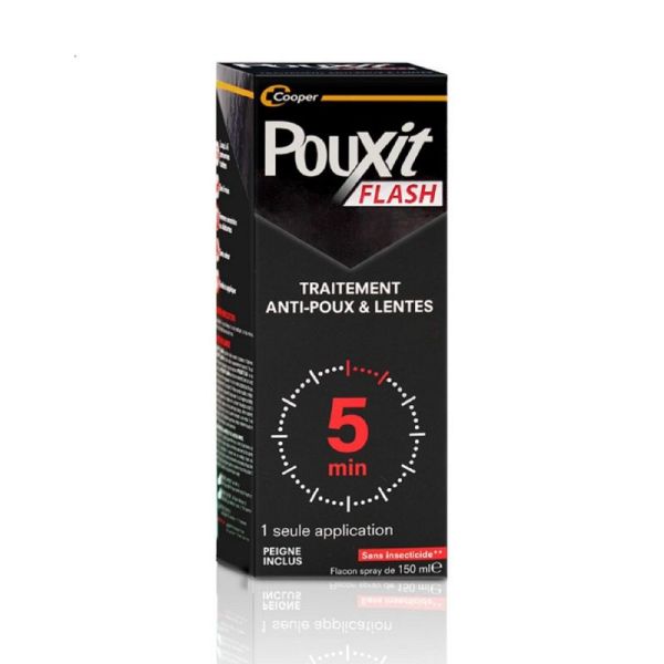 POUXIT FLASH Traitement Anti-Poux et Lentes Spray 150ml + 1 Peigne