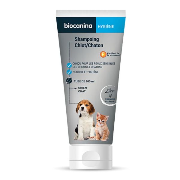 BIOCANINA Hygiène Shampoing Chiot Chaton - Conçu pour Nourrir, Protèger les Peaux Sensibles - 200ml