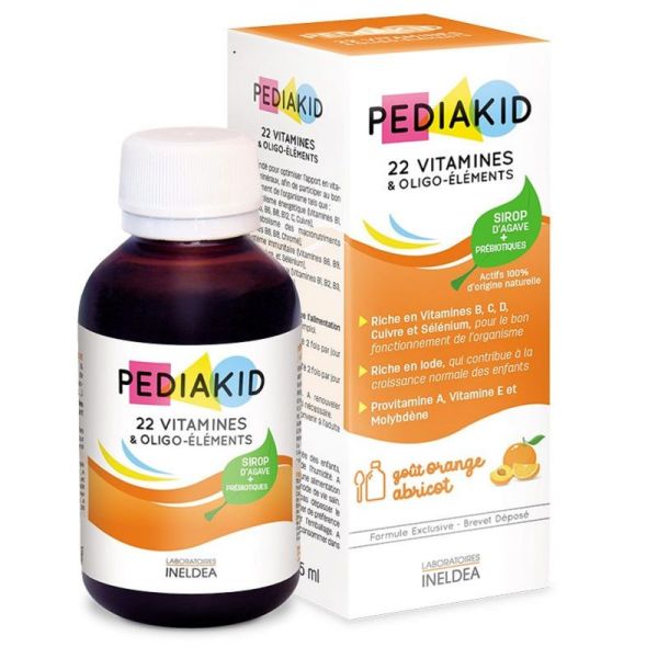 PEDIAKID 22 Vitamines et Oligo Elements 250ml - Sirop d' Agave + Prébiotiques