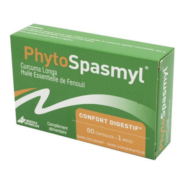 PHYTOSPASMYL 60 Capsules - Confort Digestif Dès 12 Ans - Curcuma Longa, Fenouil