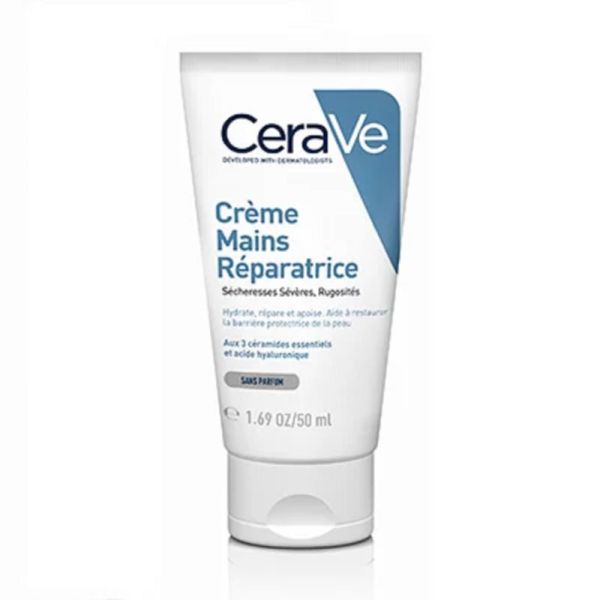 CRERAVE Crème Mains Réparatrice 50ml - Sècheresses Sévères, Rugosités - Mains Gercées, Abîmées