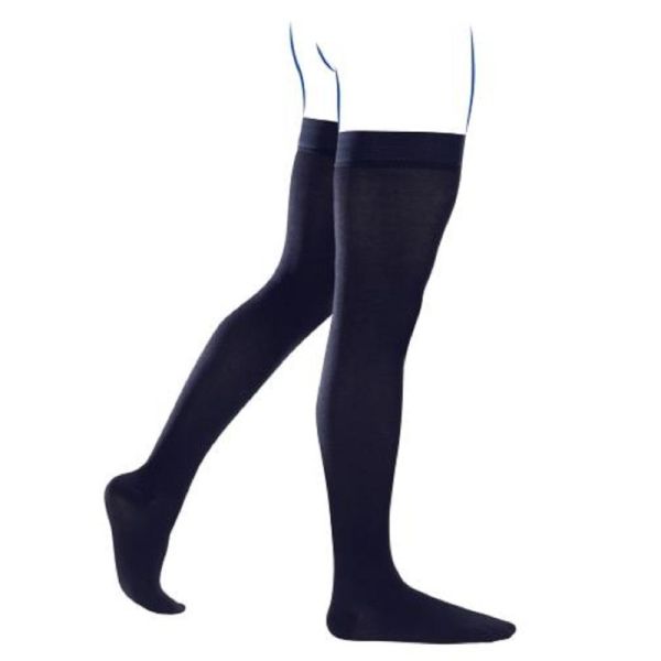 VENOFLEX City Confort Fil d' Ecosse Bleu Navy - Bas Cuisse Pieds Fermés de Contention Homme Classe 2