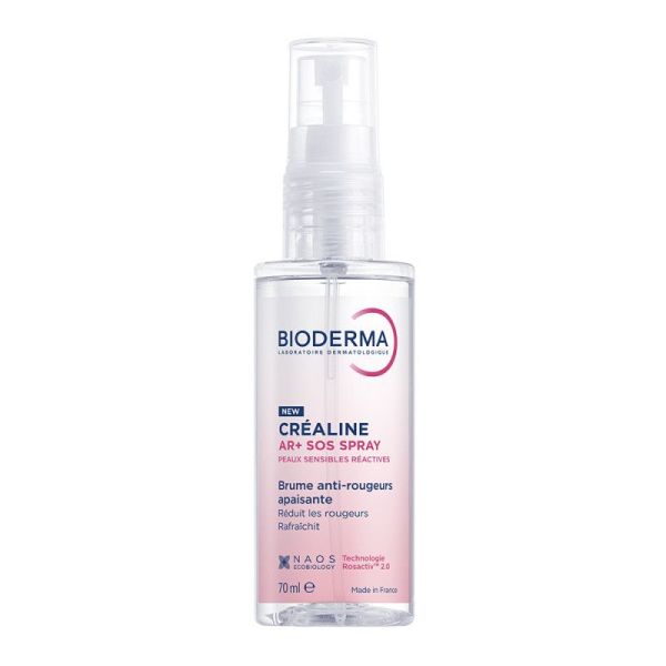 BIODERMA - Créaline AR+ SOS Spray - Peaux sensibles réactives - Brume anti-rougeurs apaisante - 70 ml