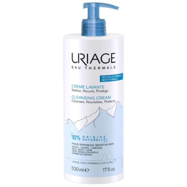 URIAGE Crème Lavante 500ml - Soin Surgras Moussant sans Savon - Toutes Peaux - Fl Pompe/500ml