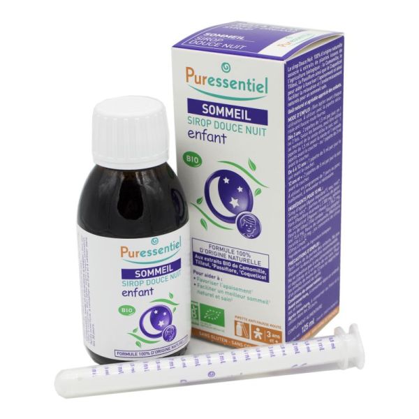 Puressentiel Sommeil Bio Sirop Douce Nuit Enfant 125ml Camomille Tilleul Passiflore