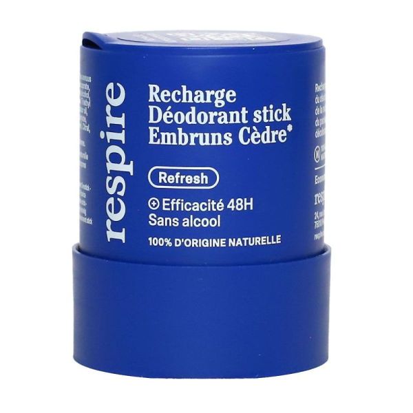 RESPIRE - Refresh deodorant stick embruns cèdre recharge bio 50g