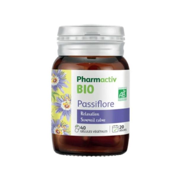 PHARMACTIV BIO Passiflore  40 Gélules Végétales - Relaxation, Sommeil Calme